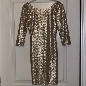 Gold sequin cocktail dress